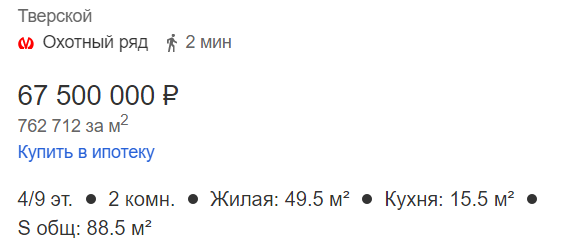 квартира на Тверской в Москве